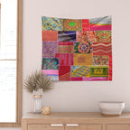 Boho Sari Patchwork Quilt Wall Tapestry Gallery Image 2