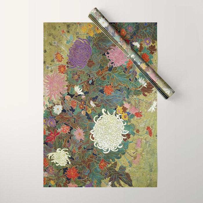 Vivid type flower Japanese painting Wrapping Paper Gallery Image 1