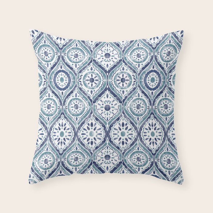 Azure Medallion Motif Throw Pillow Gallery Image 6