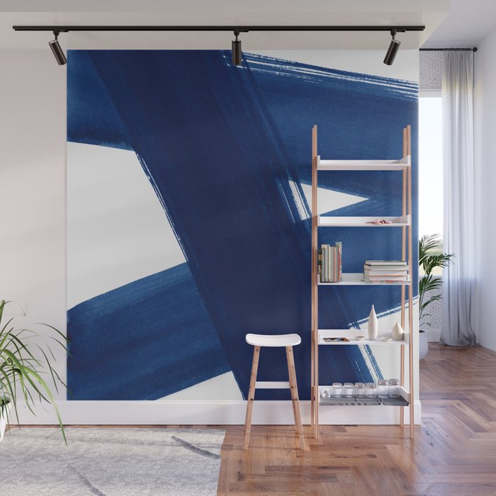 Indigo Abstract Brush Strokes | No. 4 Wall Mural Gallery Image 1