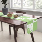 Yin Yang Checker in Green and White Table Runner Gallery Image 2