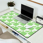 Yin Yang Checker in Green and White Desk Mat Gallery Image 2
