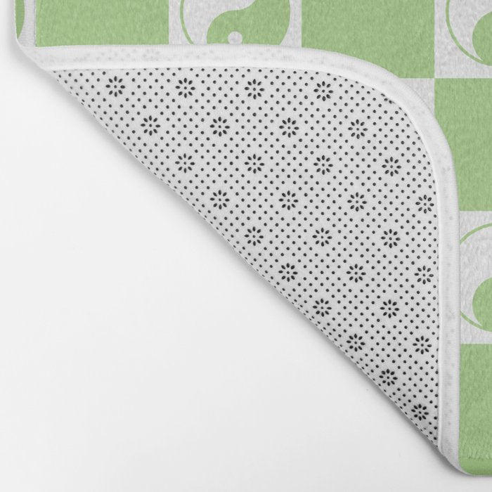 Yin Yang Checker in Green and White Bath Mat Gallery Image 2