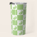 Yin Yang Checker in Green and White Travel Mug Gallery Image 3