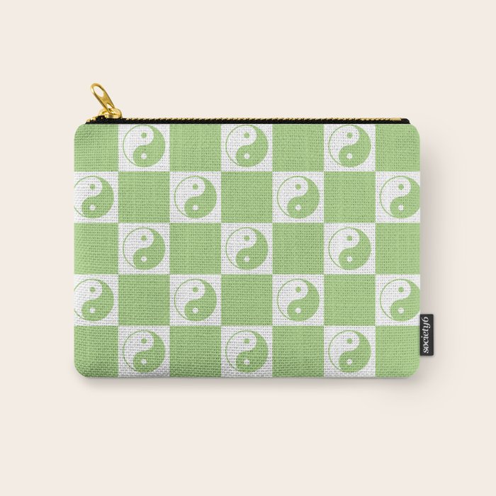 Yin Yang Checker in Green and White Carry All Pouch Gallery Image 1