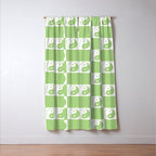 Yin Yang Checker in Green and White Window Curtain Gallery Image 3