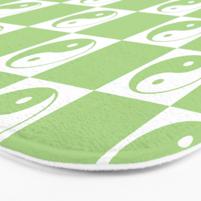 Yin Yang Checker in Green and White Bath Mat Gallery Image 3