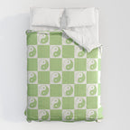 Yin Yang Checker in Green and White Comforter Gallery Image 6