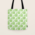 Yin Yang Checker in Green and White Tote Bag Gallery Image 1
