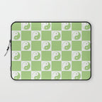 Yin Yang Checker in Green and White Laptop Sleeve Gallery Image 1
