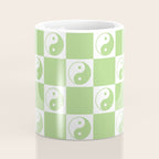 Yin Yang Checker in Green and White Coffee Mug Gallery Image 4