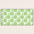 Yin Yang Checker in Green and White Desk Mat Gallery Image 3