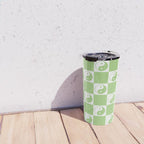 Yin Yang Checker in Green and White Travel Mug Gallery Image 4