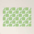 Yin Yang Checker in Green and White Welcome Mat Gallery Image 1