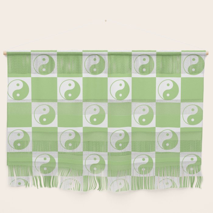Yin Yang Checker in Green and White Wall Hanging Gallery Image 1
