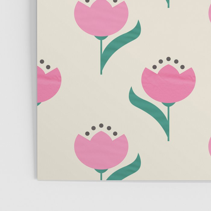Vintage Pink Fabric Tulips  Poster Gallery Image 3