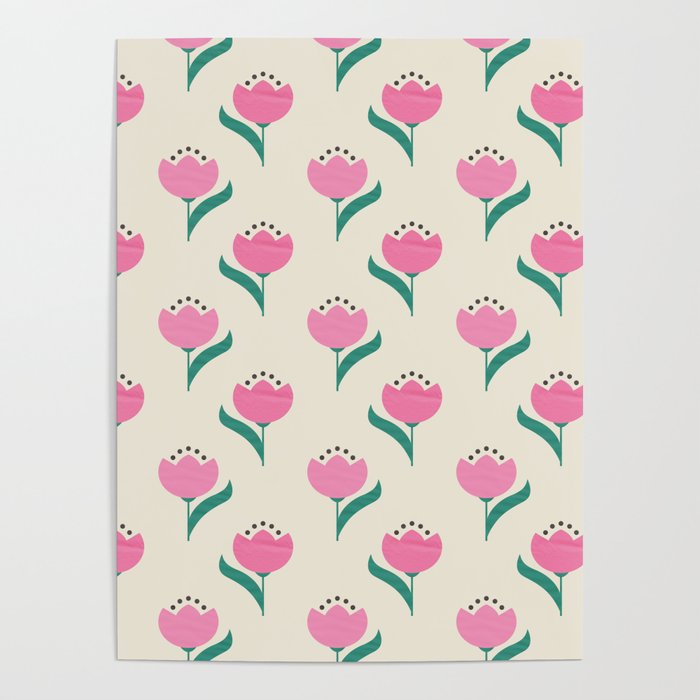 Vintage Pink Fabric Tulips  Poster Gallery Image 4