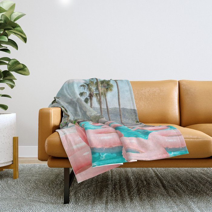 Flamingo Pool Party Throw Blanket Gallery Image 1