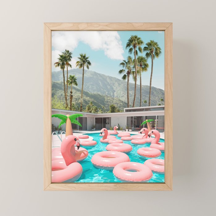 Flamingo Pool Party Mini Art Print Gallery Image 1
