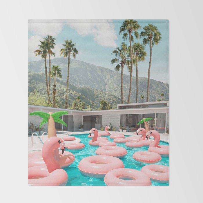 Flamingo Pool Party Throw Blanket Gallery Image 2