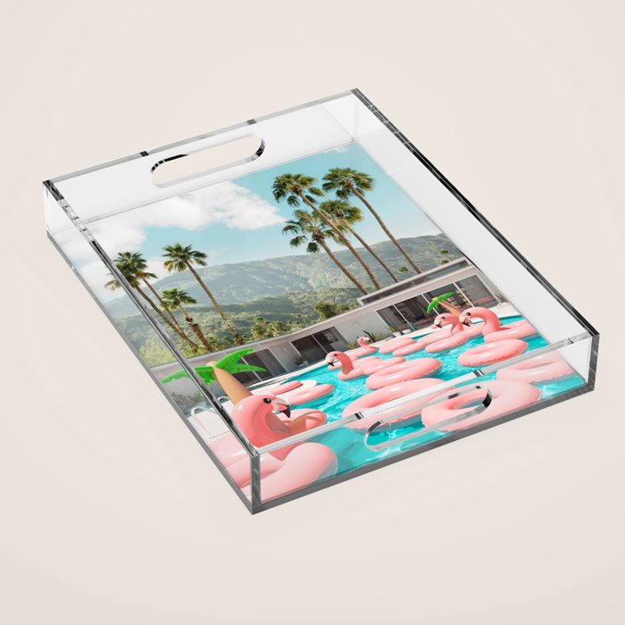 Flamingo Pool Party Acrylic Tray Gallery Image 1
