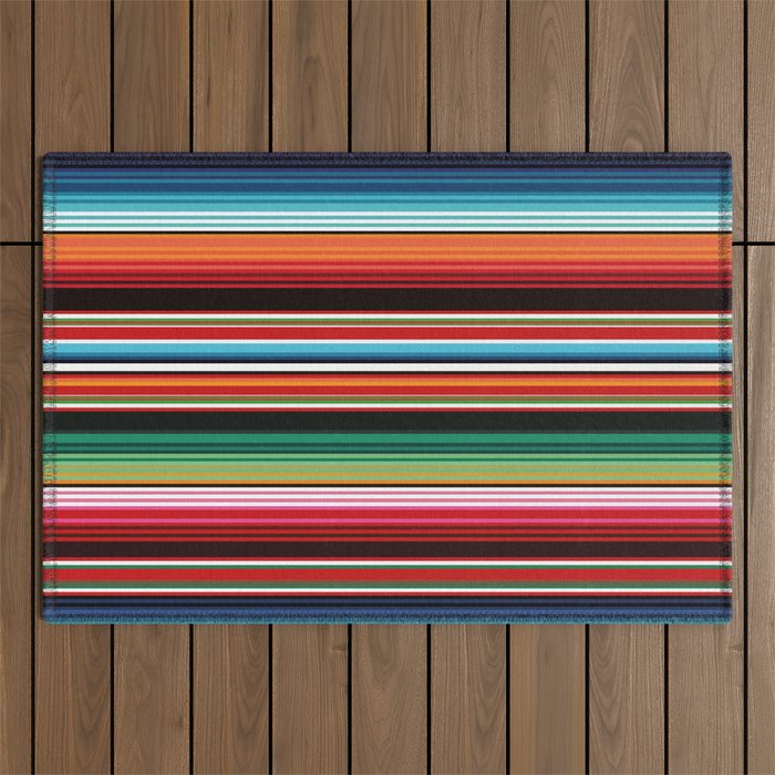 Sarape mexican blanket vibrant southwest modern serape pattern Outdoor Rug Gallery Image 1