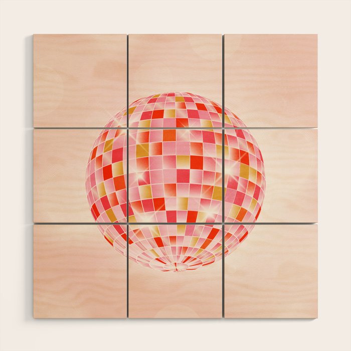 Candy Funk | Disco Ball: Peach Edition Wood Wall Art Gallery Image 1