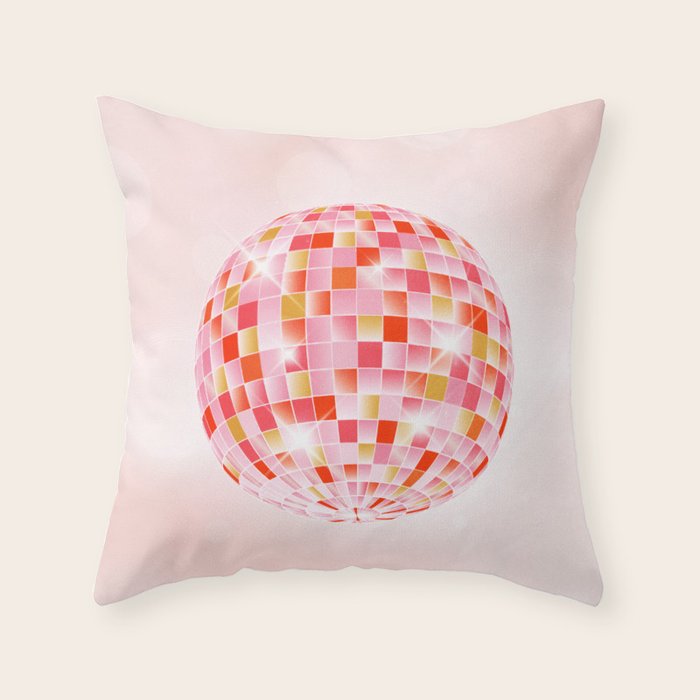 Candy Funk | Disco Ball: Peach Edition Throw Pillow Gallery Image 1