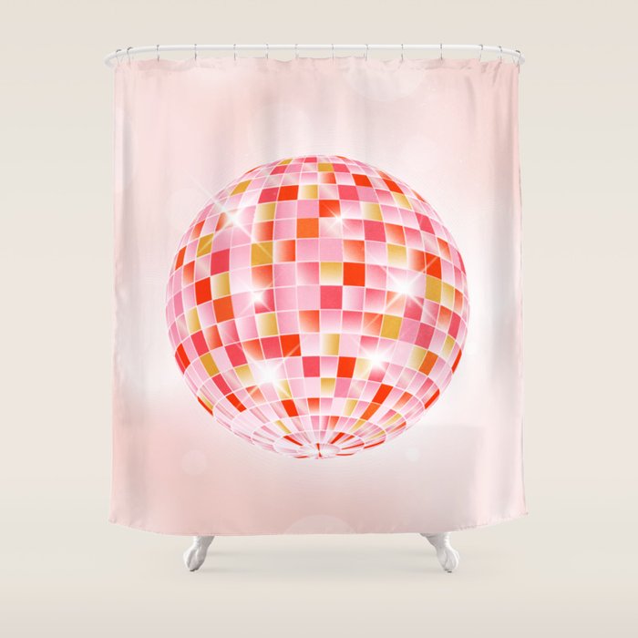 Candy Funk | Disco Ball: Peach Edition Shower Curtain Gallery Image 1
