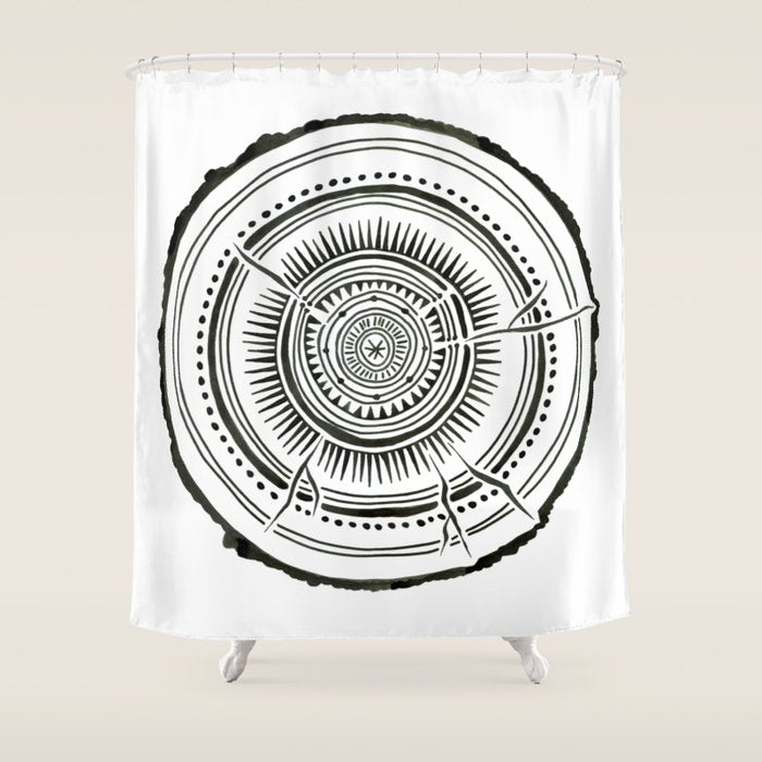 Quaking Aspen - Black Tree Rings Shower Curtain Gallery Image 1
