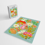 Kittens & Shrooms - Electric on Blue Jigsaw Puzzle Gallery Image 2