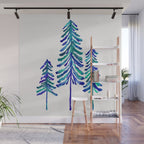Pine Trees - Navy & Turquoise Palette Wall Mural Gallery Image 1