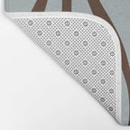 Mid Century Modern Retro Lounge Minimal Ogee Pattern in Light Blue-Gray and Dark Brown Bath Mat Gallery Image 2