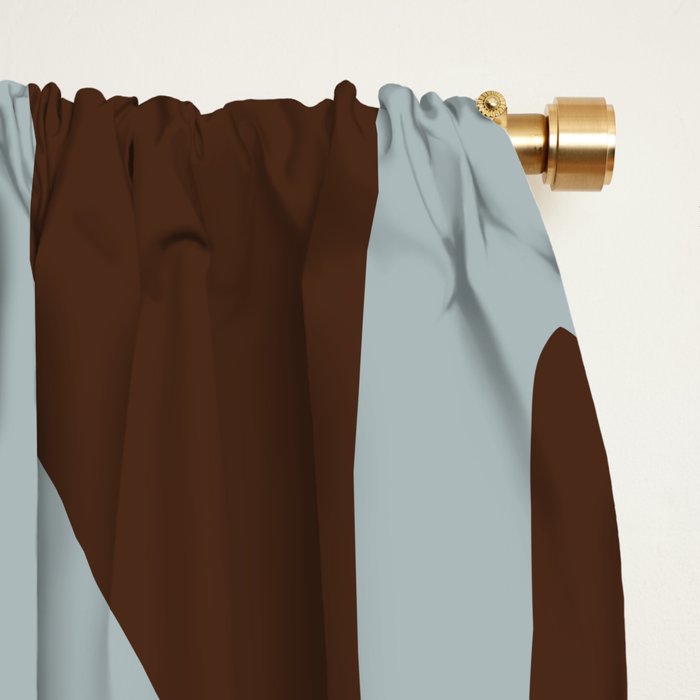 Mid Century Modern Retro Lounge Minimal Ogee Pattern in Light Blue-Gray and Dark Brown Window Curtain Gallery Image 2