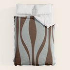 Mid Century Modern Retro Lounge Minimal Ogee Pattern in Light Blue-Gray and Dark Brown Comforter Gallery Image 6