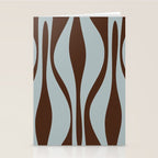 Mid Century Modern Retro Lounge Minimal Ogee Pattern in Light Blue-Gray and Dark Brown Stationery Card Gallery Image 2