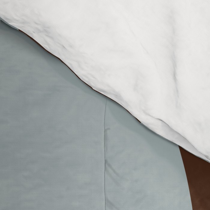 Mid Century Modern Retro Lounge Minimal Ogee Pattern in Light Blue-Gray and Dark Brown Comforter Gallery Image 4