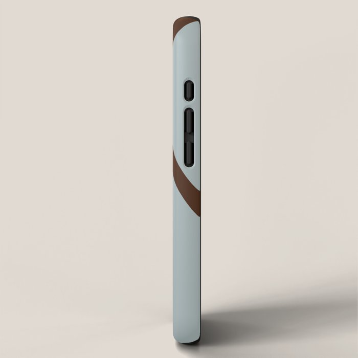 Mid Century Modern Retro Lounge Minimal Ogee Pattern in Light Blue-Gray and Dark Brown iPhone Case Gallery Image 2