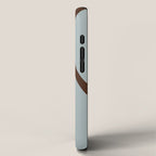 Mid Century Modern Retro Lounge Minimal Ogee Pattern in Light Blue-Gray and Dark Brown iPhone Case Gallery Image 2