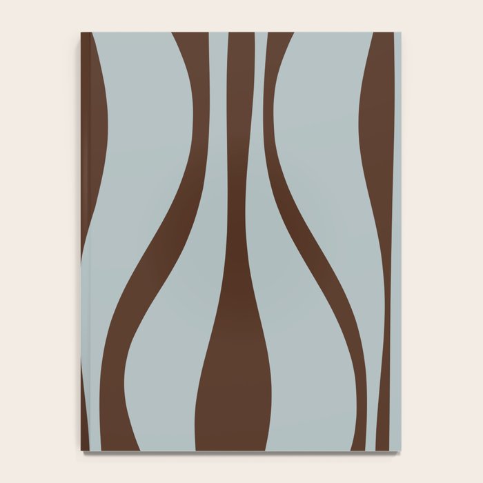 Mid Century Modern Retro Lounge Minimal Ogee Pattern in Light Blue-Gray and Dark Brown Notebook Gallery Image 4