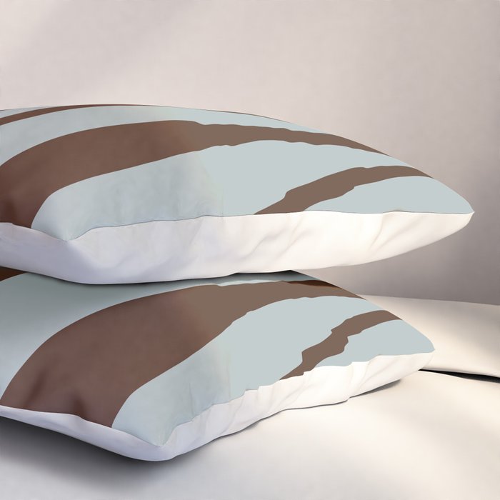 Mid Century Modern Retro Lounge Minimal Ogee Pattern in Light Blue-Gray and Dark Brown Pillow Sham Gallery Image 3
