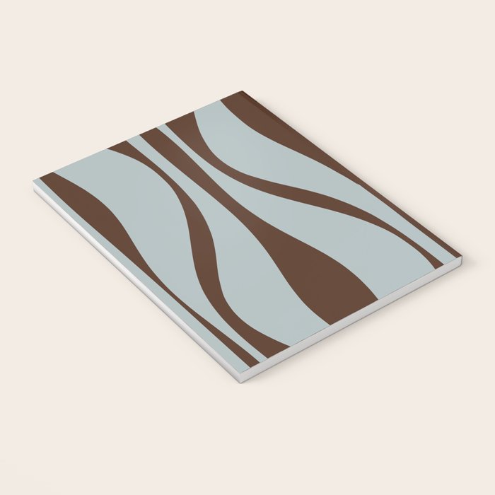 Mid Century Modern Retro Lounge Minimal Ogee Pattern in Light Blue-Gray and Dark Brown Notebook Gallery Image 3