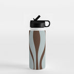 Mid Century Modern Retro Lounge Minimal Ogee Pattern in Light Blue-Gray and Dark Brown Water Bottle Gallery Image 1