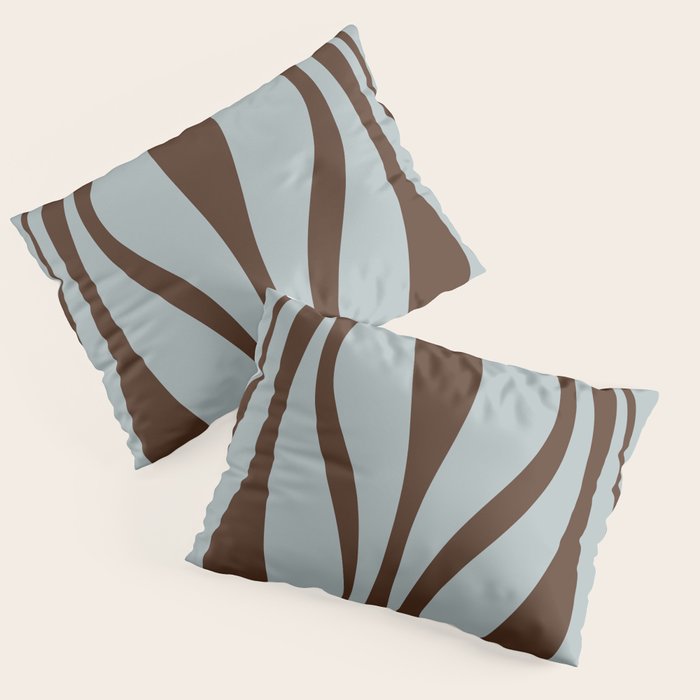 Mid Century Modern Retro Lounge Minimal Ogee Pattern in Light Blue-Gray and Dark Brown Pillow Sham Gallery Image 3