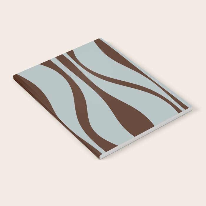 Mid Century Modern Retro Lounge Minimal Ogee Pattern in Light Blue-Gray and Dark Brown Notebook