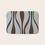 Mid Century Modern Retro Lounge Minimal Ogee Pattern in Light Blue-Gray and Dark Brown Bath Mat Gallery Image 1