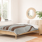 Mid Century Modern Retro Lounge Minimal Ogee Pattern in Light Blue-Gray and Dark Brown Duvet Cover Gallery Image 2