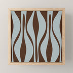 Mid Century Modern Retro Lounge Minimal Ogee Pattern in Light Blue-Gray and Dark Brown Mini Art Print Gallery Image 1