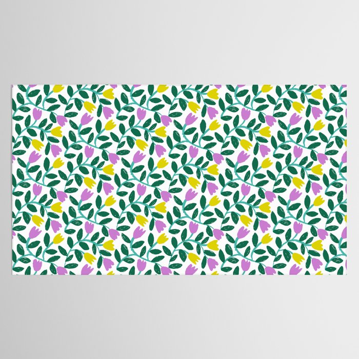 Simple Floral - Green, Very Peri and Yellow Tablecloth Gallery Image 2