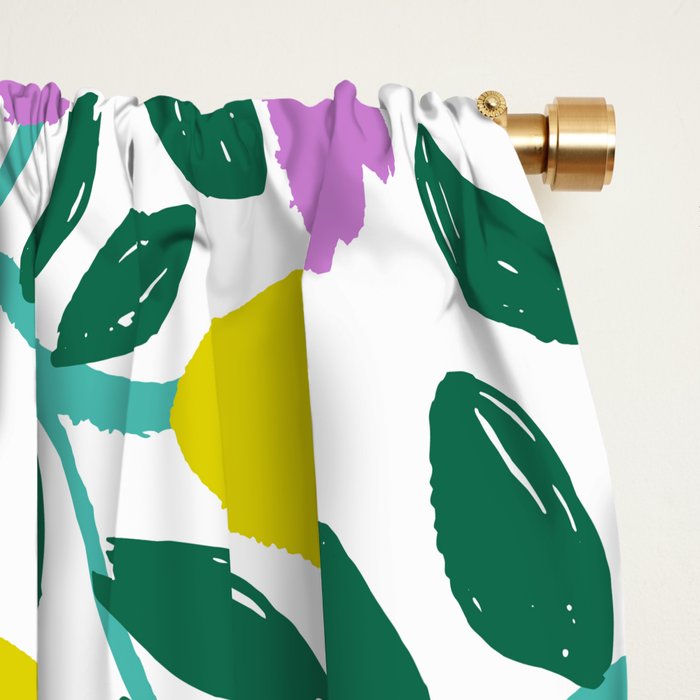 Simple Floral - Green, Very Peri and Yellow Window Curtain Gallery Image 2